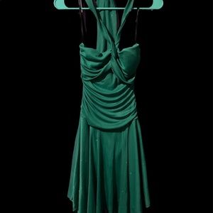 90s y2k green midi halter dress